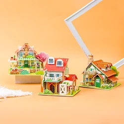 3D Puzzle Handmade DIY House Model Puzzle Children Boys and Girls Toys Paper Jigsaw Puzzle Baby Toys Christmas Gift