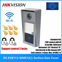 HIKVISION 1-button DS-KV8113-WME1(C) Surface mounut IP Doorbell , control 2 locks, WiFi Door phone,Video Intercom,IC card unlock
