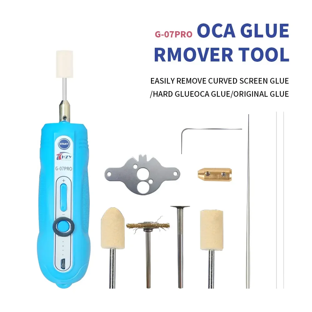 HZY G-07Pro Electric OCA Glue Remover 3-speed Adjustable Polish Cutting Machine With Dust Lamp For Curved Screen Separation Tool