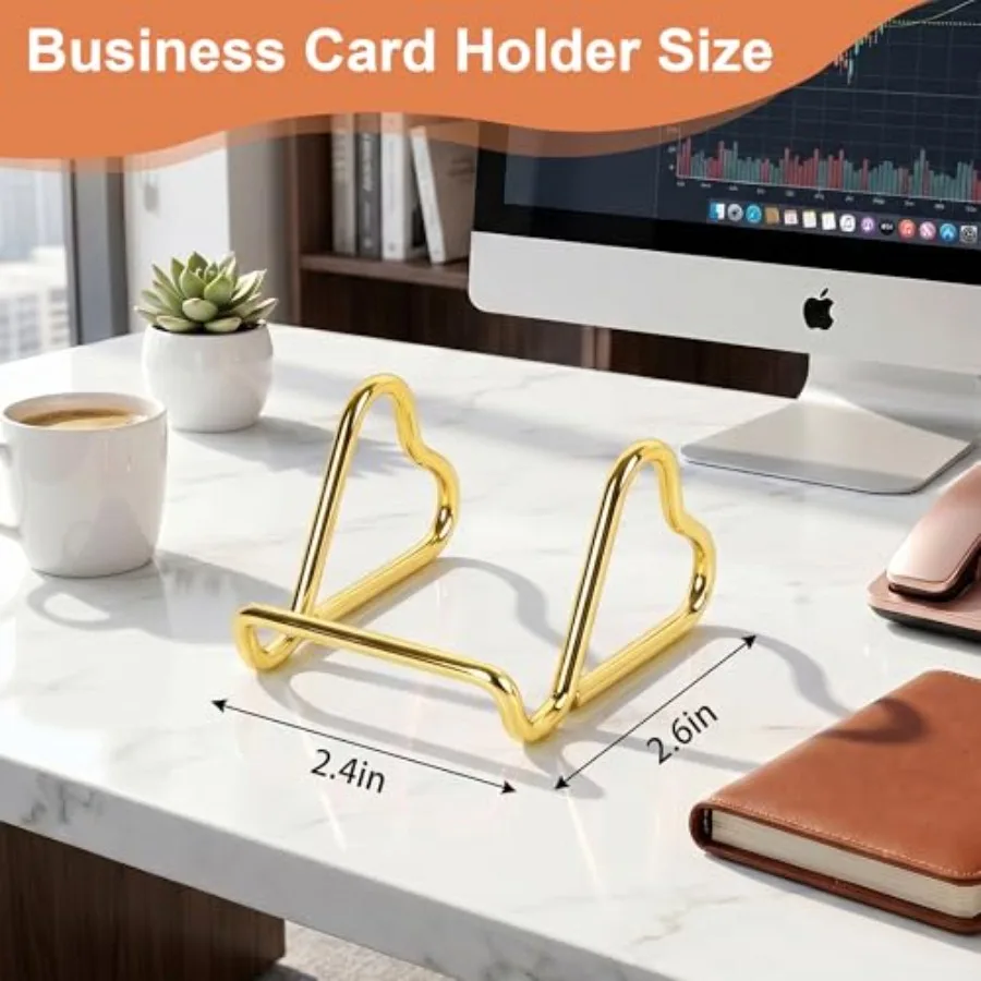 Business Card Holder Desk, Cute Metal Business Cards Holder, Heart Shaped Business Card Display Stand for Men and Women, Small