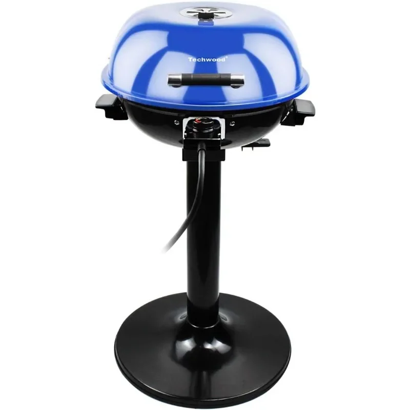 Techwood 1600W Indoor Outdoor Electric Grill, Electric BBQ Grill, Portable Removable Stand Grill, Blue