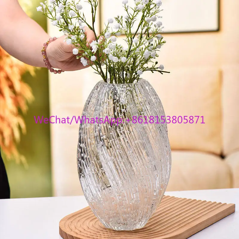 Light luxury simple luminous glass vase high-end ornament water-raised flowers rose