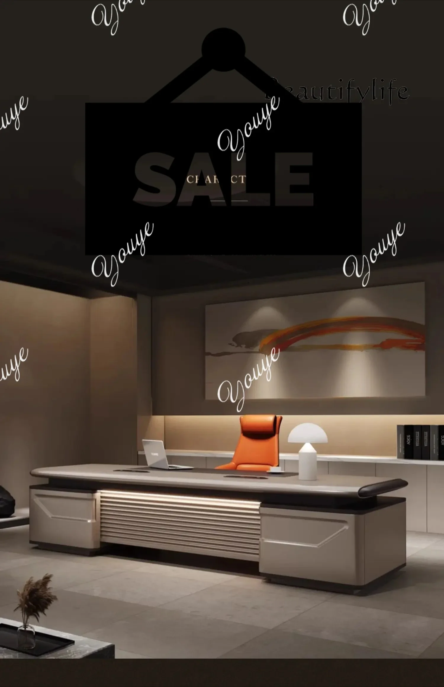 

J Boss Desk Light Luxury High-end Furniture Paint Large Desk Modern Table And Chair Combination Boss Table