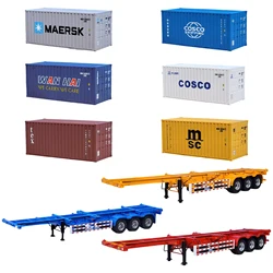 1:24 Alloy Container Diecast Skeleton Semi-Trailer Model Multiple Series Models MSC/TEX Freight Trailer Logistics Gifts Toys