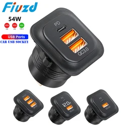 Car USB Charger QC3.0 PD 12v car power outlet Socket 12V/24V USB Outlet PD3.0&QC3.0 Car Socket for Vehicle Boat Truck Motorcycle