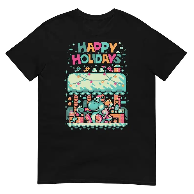 

Happy Holidays Unisex T-Shirt Adult Regular Fit Crew Necked T-shirt Classic T-Shirt Men's clothing