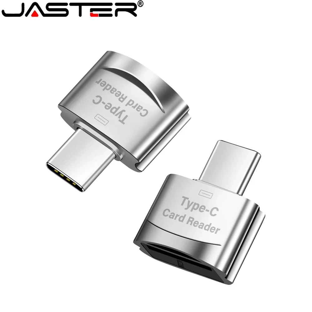 JASTER High Speed Metal Type-C Memory Stick Card Reader Silver Black Universal Card Reader Use for Mobile Phone Tablet Computer