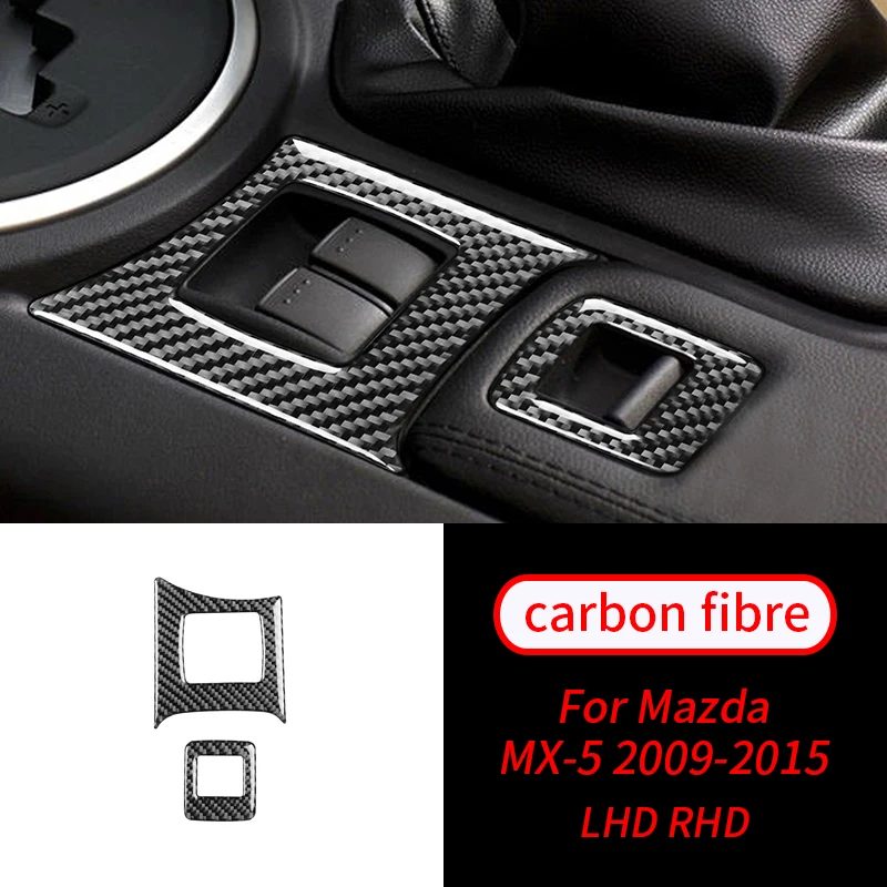 

For Mazda MX-5 Miata 2009-2015 2 PCS Real Carbon Fiber Window Lift/LSD Door Switch Trim Car Interior Accessories