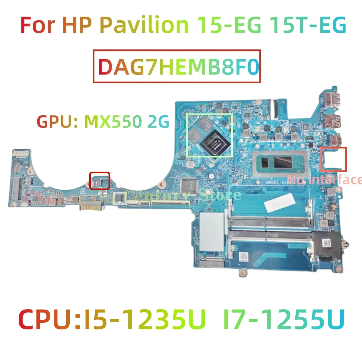 

DAG7HEMB8F0 For HP Pavilion 15-EG 15T-EG Laptop Motherboard With CPU I5-1235U I7-1255U GPU MX550 2G 00% Fully Tested