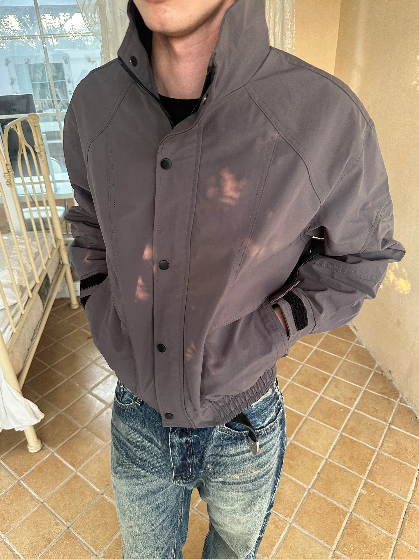 

Faionable American Sle Boxy Wide Collar Pilot Jaet Top for Men And Women Autumn Design Sense Outerwear Windproof Long S...