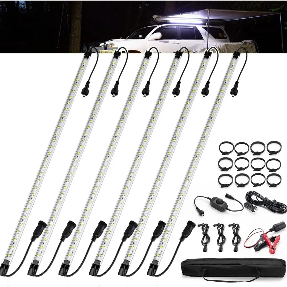 

Комплект светодиодных лент для внутреннего освещения 12В, диммируемые кемпинговые фонари, защита от погодных условий IP67, магнитное крепление с диммером, портативные фонари для кемпинга