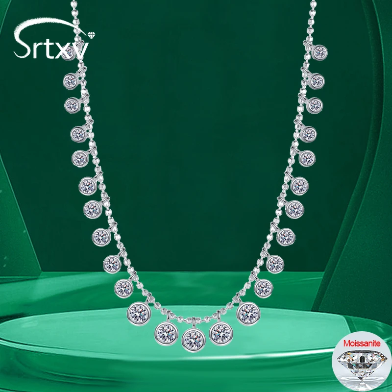 

4.5CTTW Full D Moissanite Bubble Necklace with GRA s925 Sterling Silver Chain Dainty Stacking Necklaces for Women Luxury Jewelry