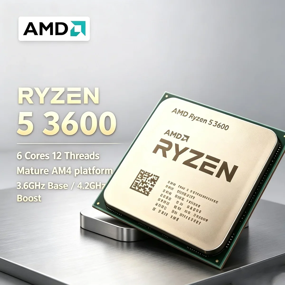 

AMD Ryzen 5 3600 R5 3600 Matisse Processor 3.6GHz Base 4.2GHz Boost 6-Core 12-Thread AM4 DDR4 Support