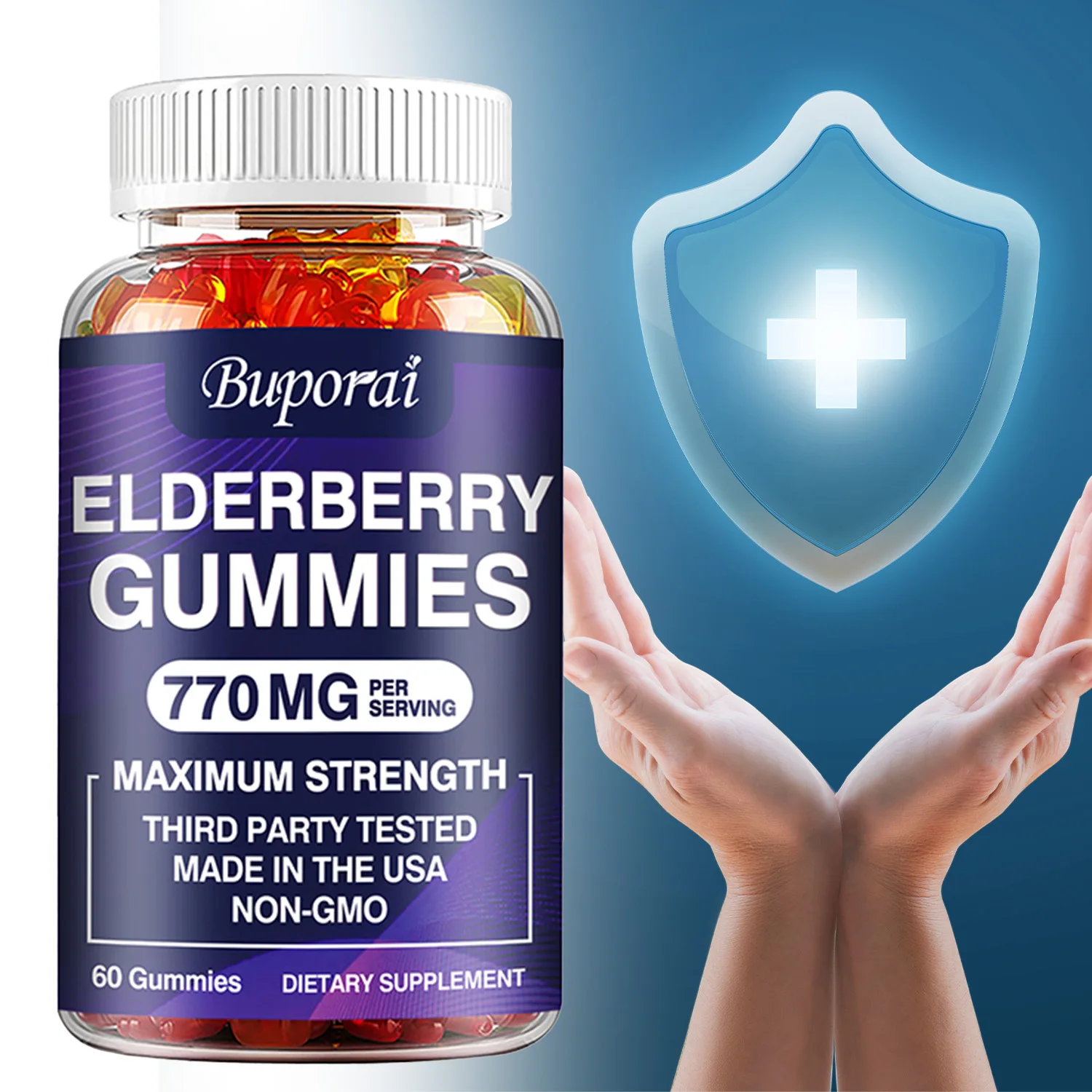 

Elderberry Gummies - Antioxidants, Nutrient Absorption, Supports Immunity, Skin, Promotes Overall Well-being, and Skin Health