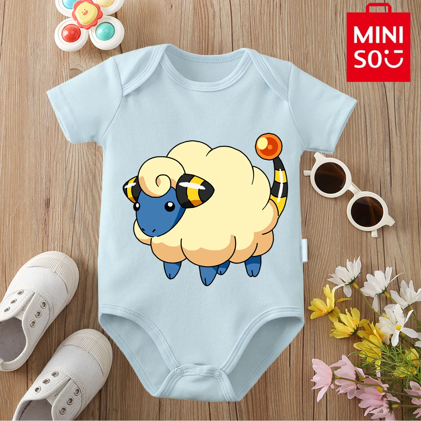 بدلة قطعة واحدة لطيفة على الطراز الياباني من MINISO Pocket Monster Swalot للأطفال من عمر 0 إلى 12 شهرًا لحديثي الولادة #4