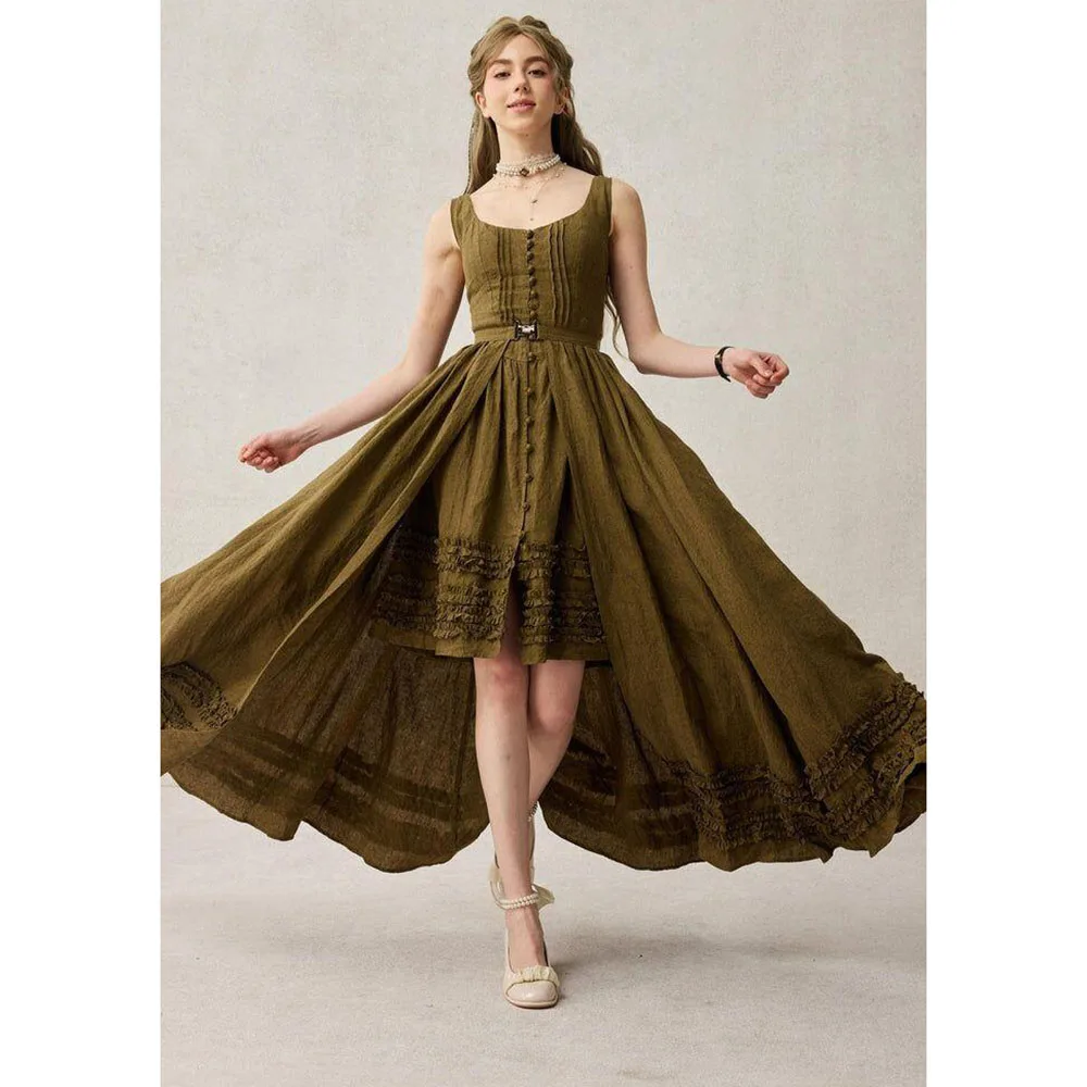 

Stylish Pastrol Evening Dresses Square Collar Sleeveless High Quality A Line Banquet Celebrity Prom Party Female Gowns Simple