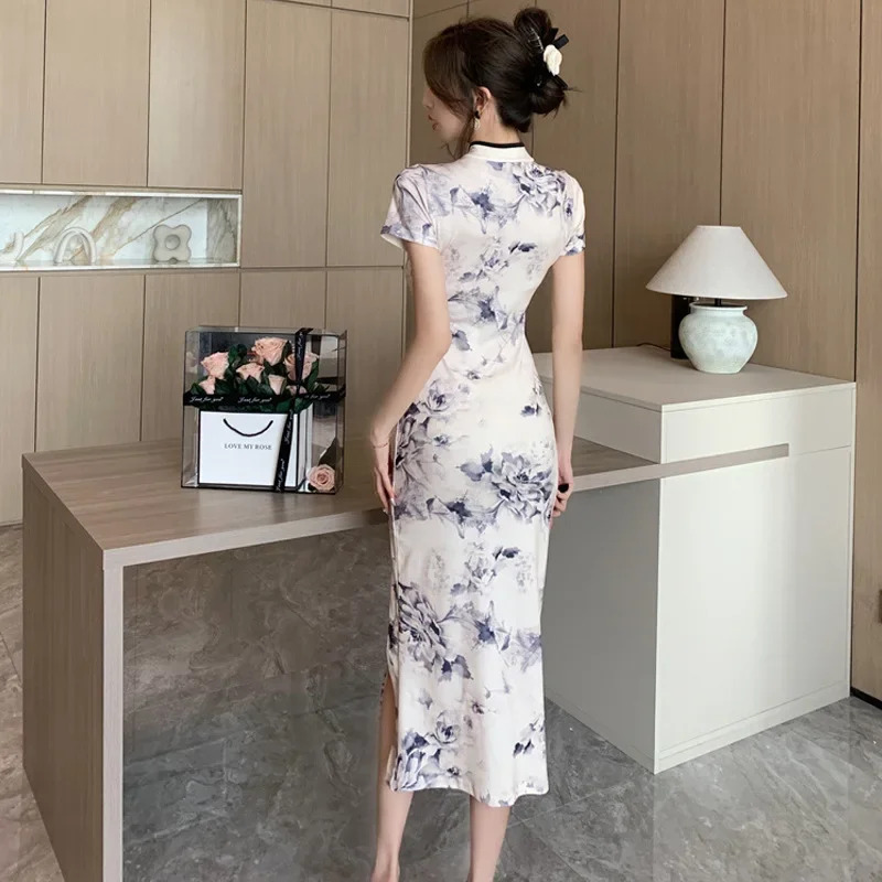فساتين تشيباو التقليدية الأنيقة الحديثة الرومانسية البسيطة المطبوعة شيونغسام صيف 2025 فساتين صينية للمرأة الصغيرة المحسنة #5