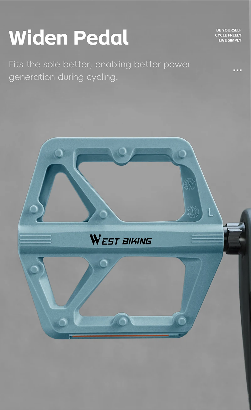 WEST BIKING Nylon Fahrradpedale mit DU-Lager, ultraleichte, reflektierende Fahrradpedale für BMX, MTB, Rennrad, flache Plattform, Fahrradteile, farbenfroh – Detail 7