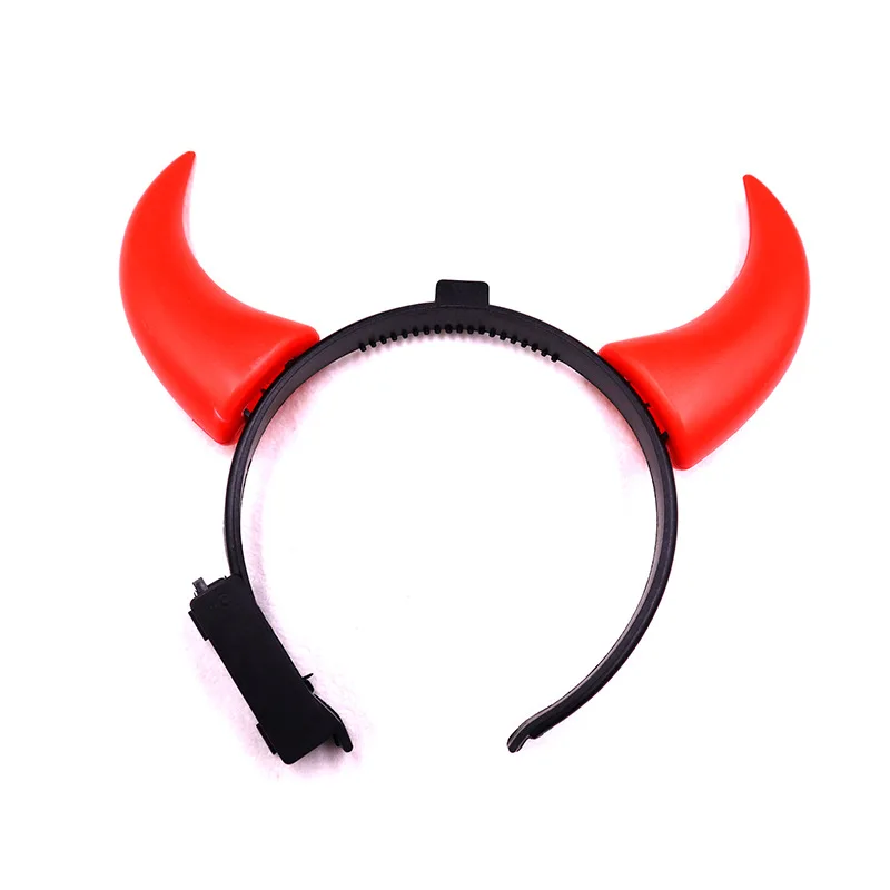 1pcs Women Girls Boy Red LED Light Up Demon Devil Bull Horns Headband Glow Party Birthday Gift Festival Halloween Christmas