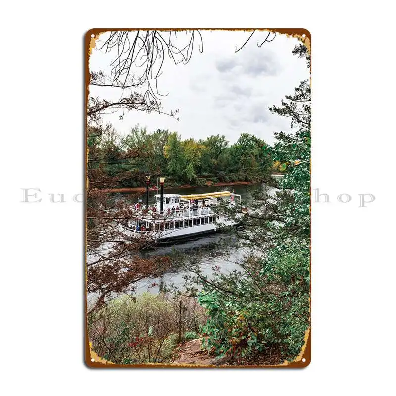 Riverboat In Autumn Metal Plaque Poster Design Decoration Kitchen Printing Garage Tin Sign Poster