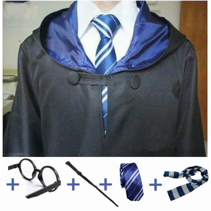 Harry Potter Cosplay Traje com Gravata, Manto Mágico, Manto para Crianças e Adultos, Presente