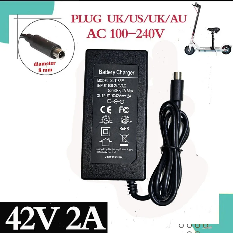 

42V 2A charger for 36v 10S 18650 battery pack with RCA8MM Connector