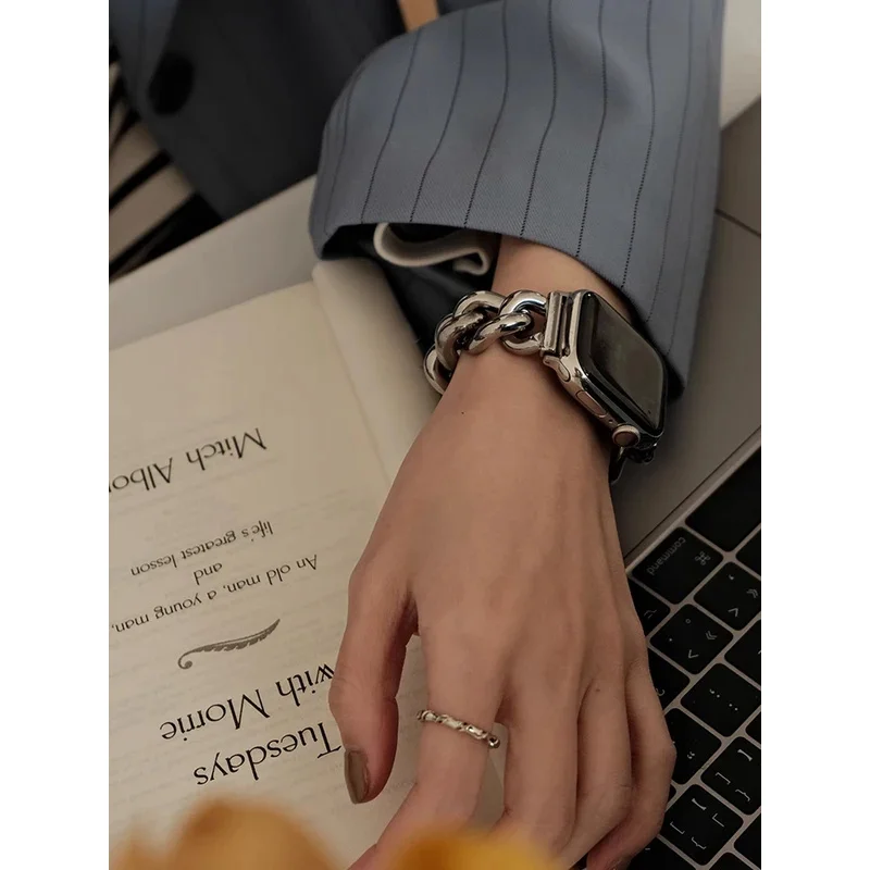 iWatch 울트라 2 10 9 8 7 SE 6 5 4 애플워치 38 40mm 42mm 45 46mm 49mm 용 고급 스테인리스 스틸 밴드 메탈 브레이슬릿 스트랩