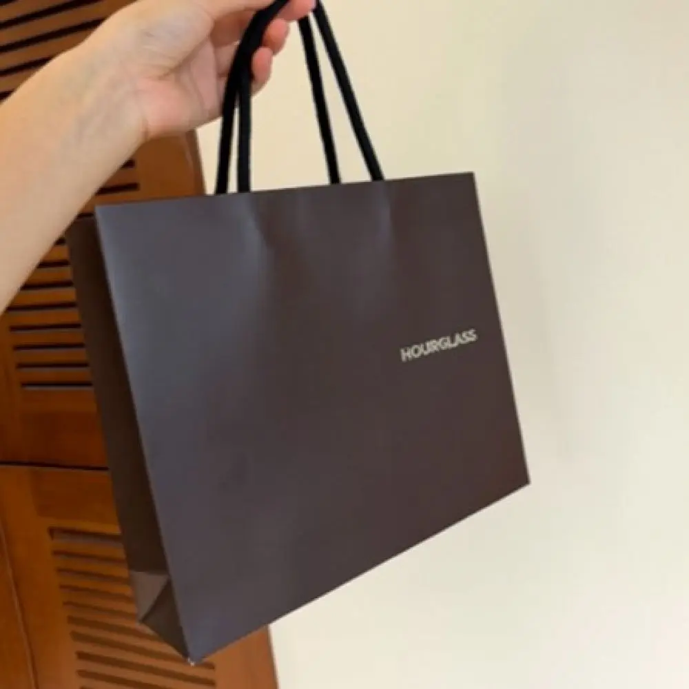 Small Brown Paper Handbag Elegant Gift Packaging For Jewelry Eyeshadow Palette Lip Gloss Daily Shopping Carry Pouch