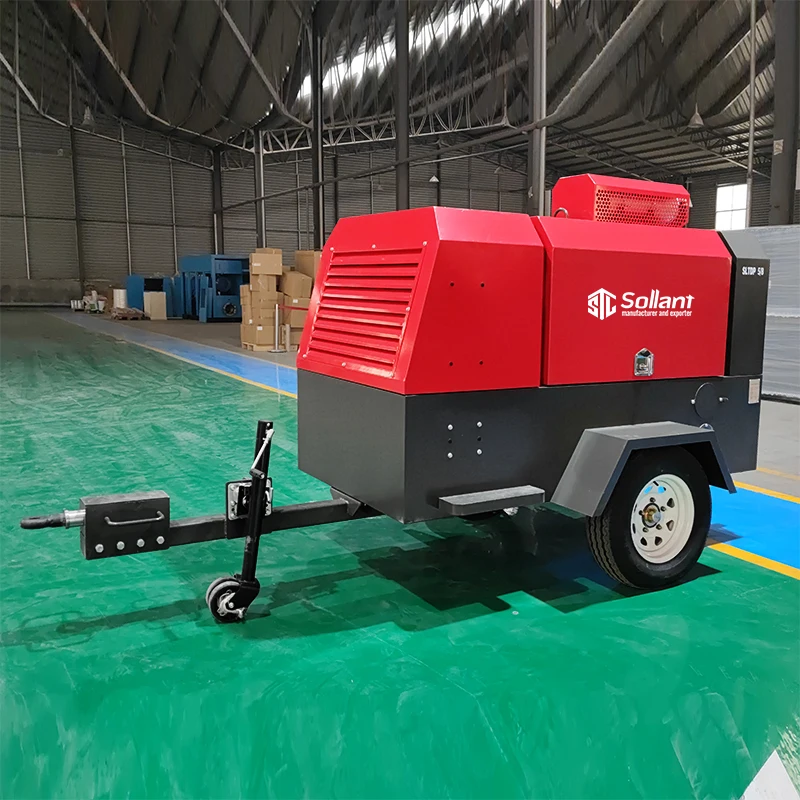 Robust Chassis Diesel Mobile Air Compressor Anti-Vibration For Stability Diesel Engine Portable Air Compressor