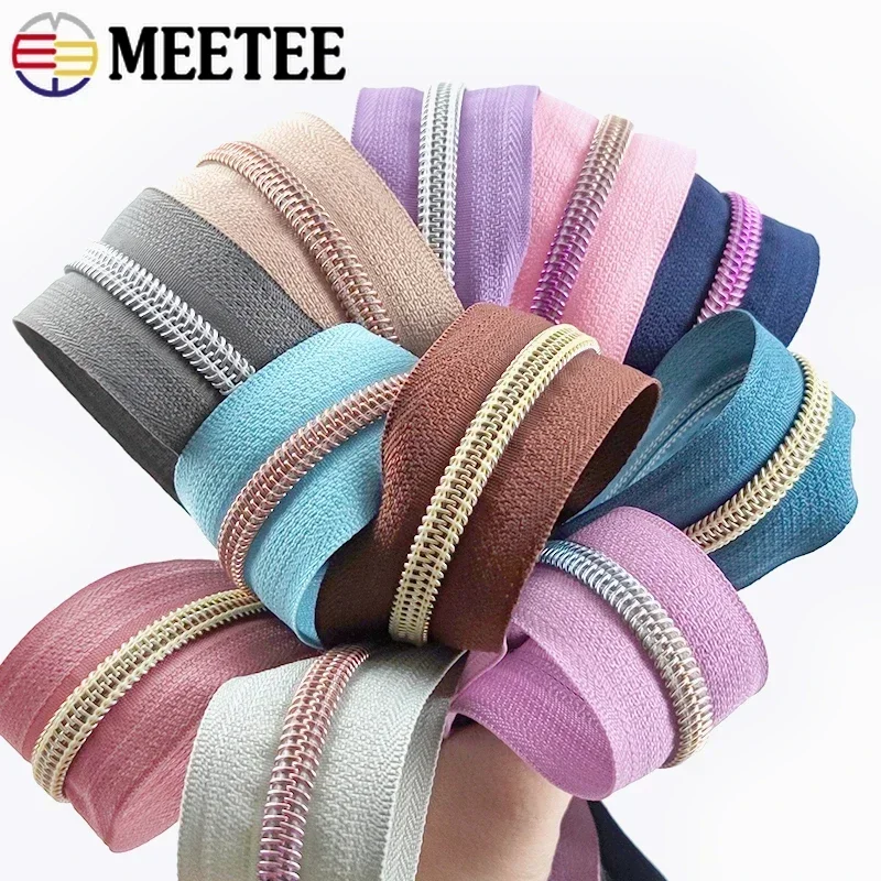 1/2/3/4/5 متر 5 #   أشرطة بسحاب من النايلون مع سحابات ملفوفة وحقيبة محفظة وجيب وسحاب وسحب طقم تصليح الرأس وإكسسوارات الخياطة