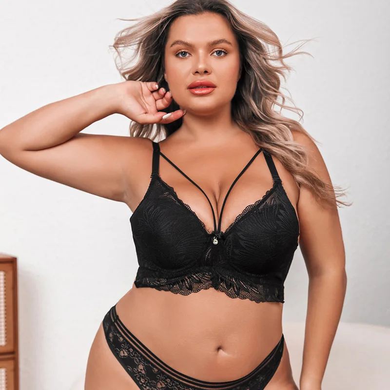 Sexy Women Underwear Plus Size Floral Lace Bras Super Thin Brassiere Female Transparent Bralette CD Cup Bra