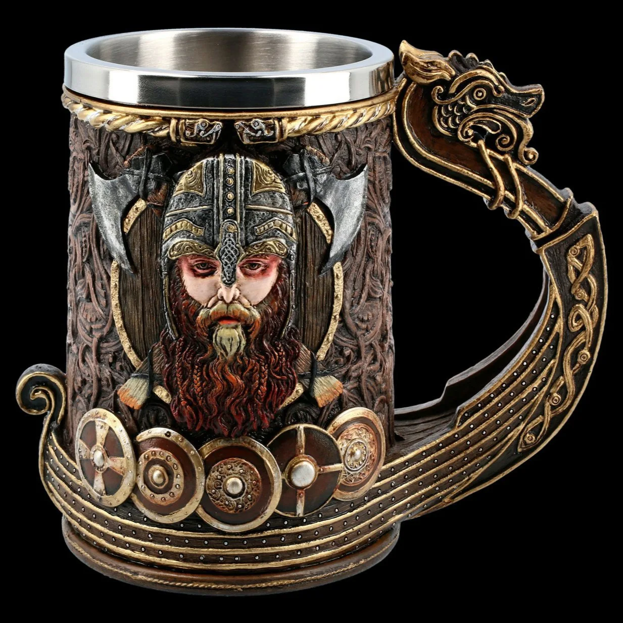 

Medieval Dragon Head Viking Pirate Mug Resin Retro Stainless Steel Liner Beer Mug Coffee Water Cup Barware Wine Glass Halloween