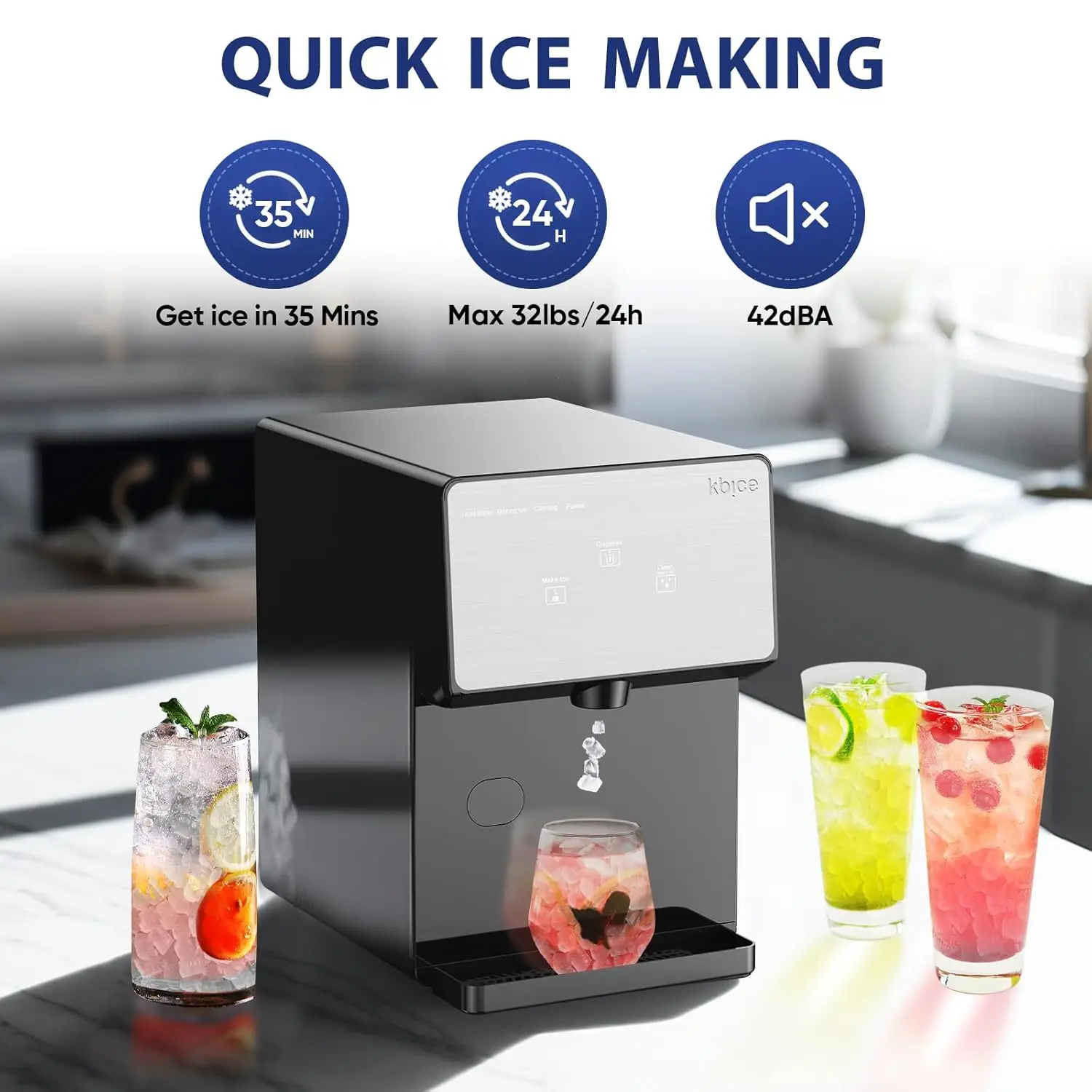 Machine à glaçons automatique avec écran tactile LED, machine à glaçons pour pépites, glace à mâcher douce, 32 artérielle en 24 heures, 2.0