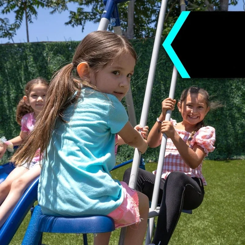 مجموعة ez Swing - مجموعة لعب معدنية شديدة التحمل للاستخدام الخارجي للأطفال مع شريحة