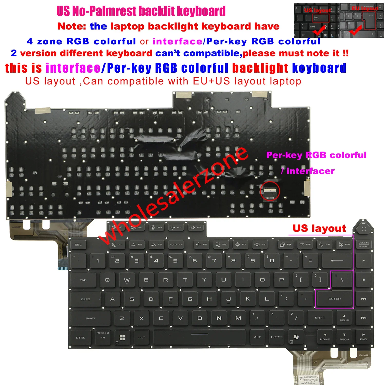 New RGB / interface US Backlit Keyboard For ASUS ROG G16 G615 G615J G615JV G615JMR G615LW G635 G635J G635L G635LR G635LW laptop