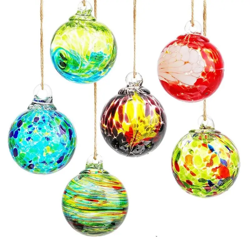 ABKY-6Pcs Hand-Blown Glass Ornament Balls 2.3'' Hanging Witches Ball