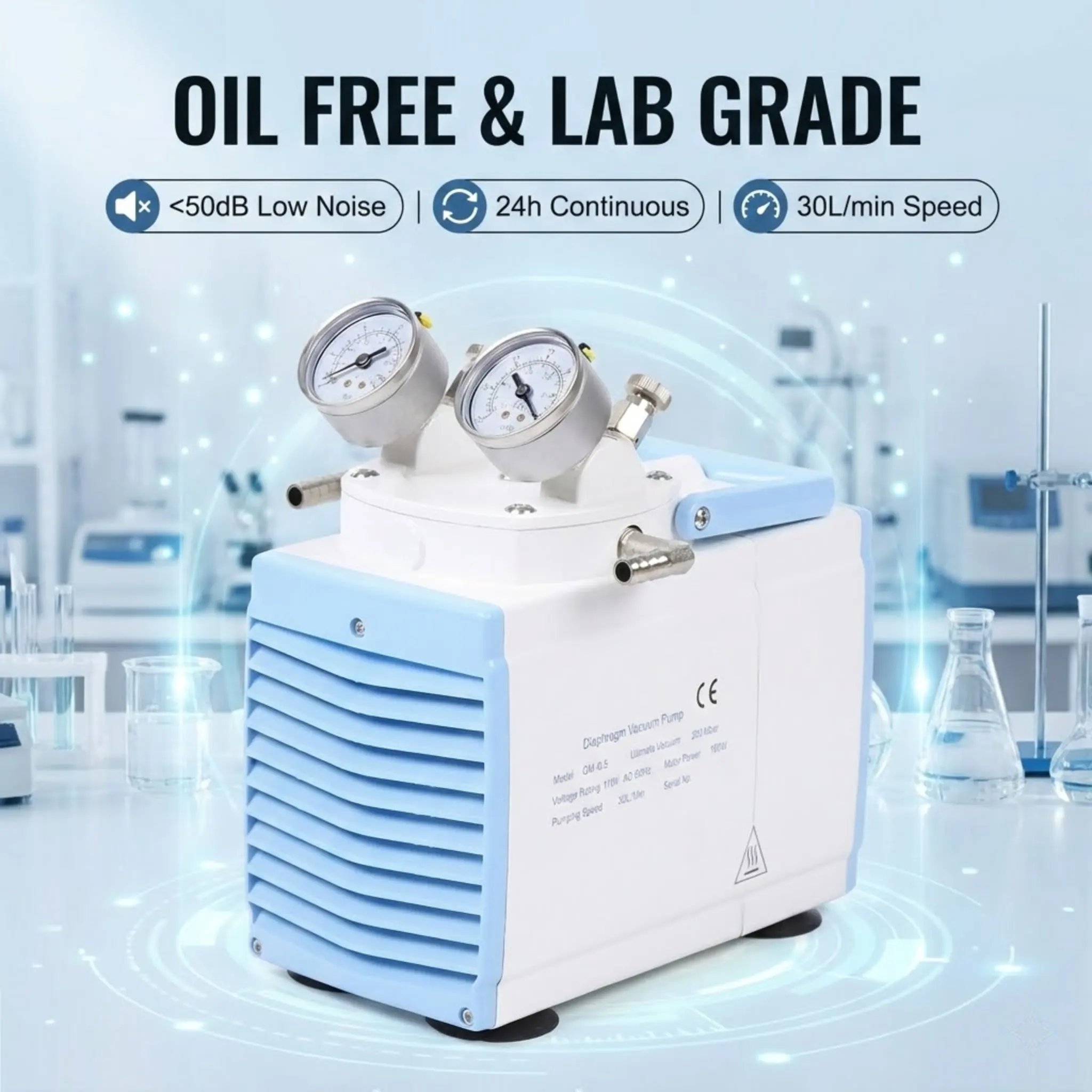 

Oil Free Diaphragm Vacuum Pump Lab Distillation DryingUse Positive Negative Pressure 30L Min 160W Adjustable Corrosion Resistant