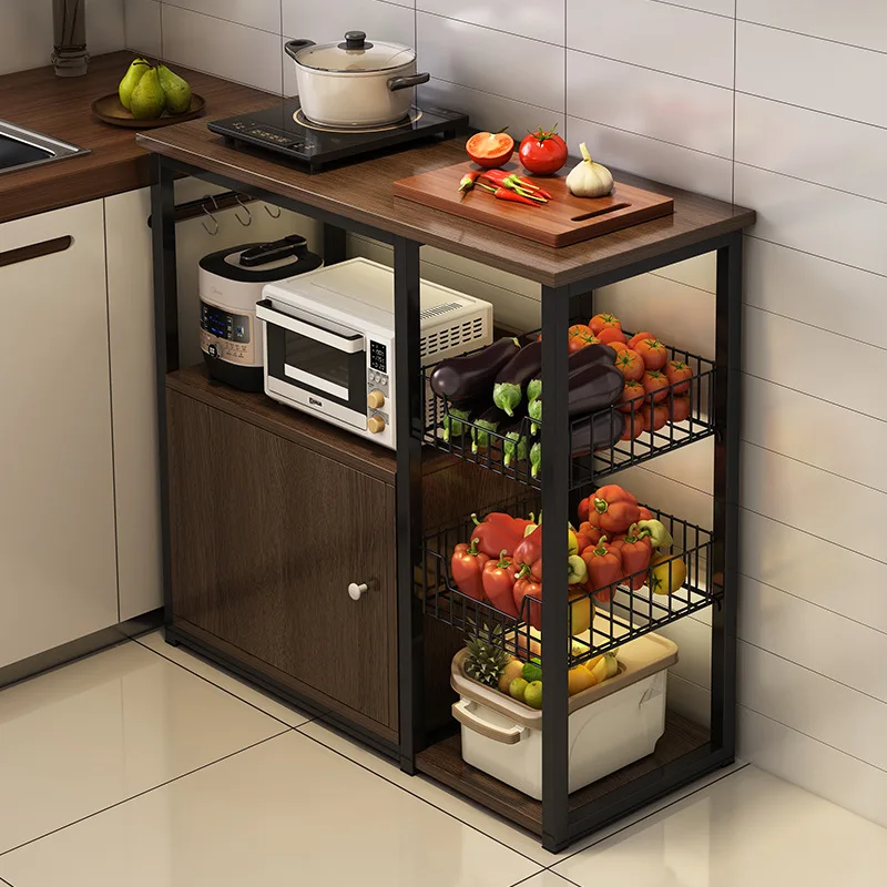 New kitchen multi-functional rack floor-to-wall integrated household storage cabinet multi-layer microwave oven storage rack