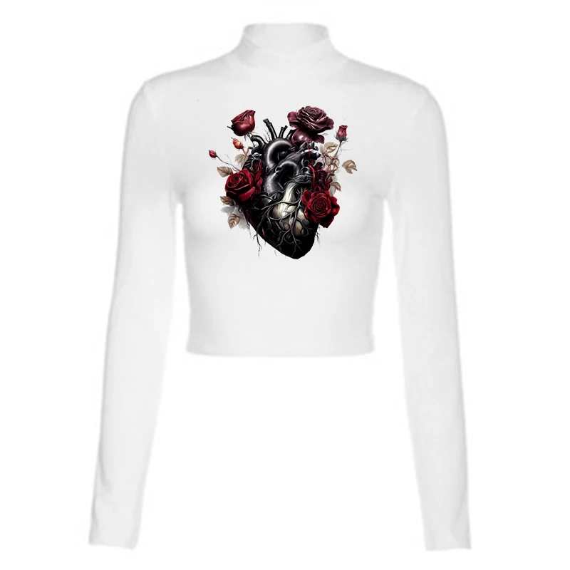 تنفس تنوعا تي شيرت للنساء Harajuku الإبداعية زهرة نمط الطباعة تيز القوطي جماليات قمة Y2K الشارع الشهير الموضة