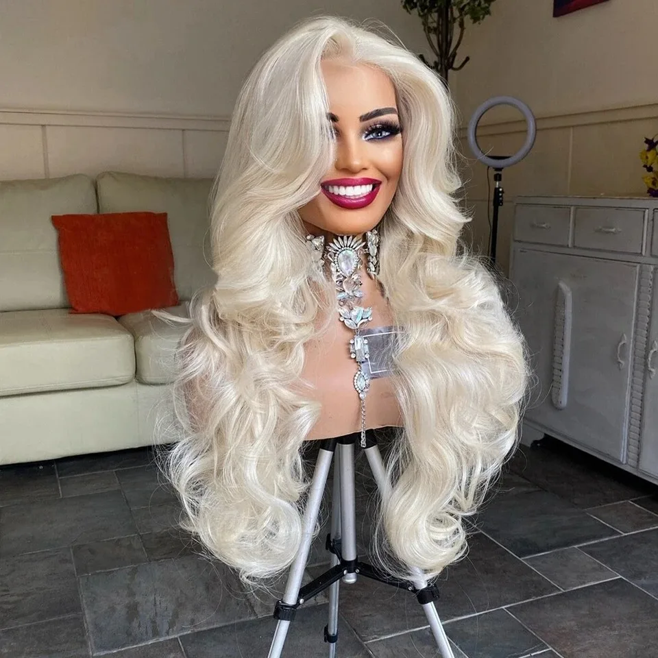 

Ash Blonde Wig HD Transparent Lace Frontal Wig 13x4 White Wig Body Wave Wig 250 Density Synthetic Lace Front Wig парик