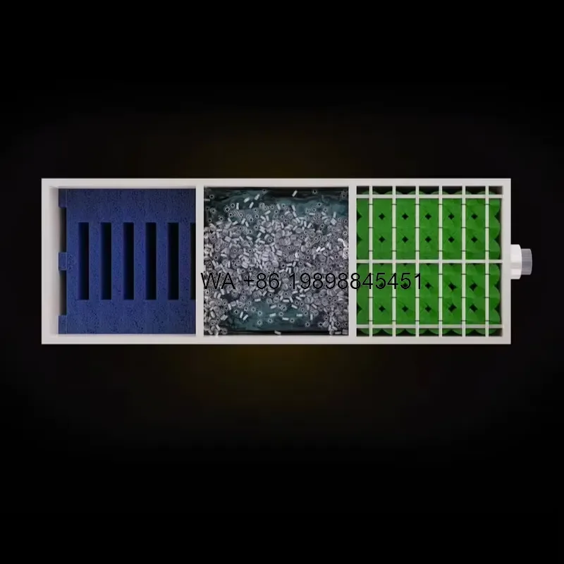 Wmwmnu Biofloc Aquaculture Equipment for Koi Pond Filter Food Grade PP Fluidized Bed 30m/h Discharge Gravity Force Fish