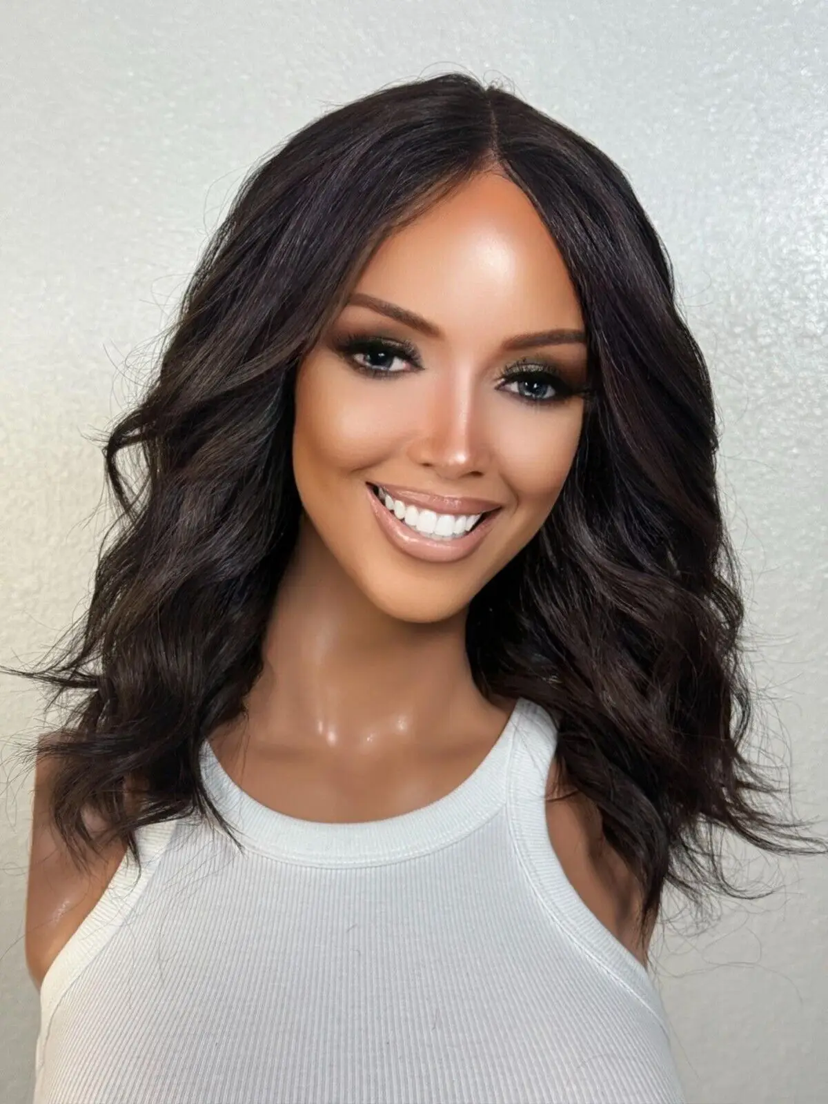 

Cocoa Brunette Brown Layered Soft Textured Wispy Choppy Waves Dark Brown Wig