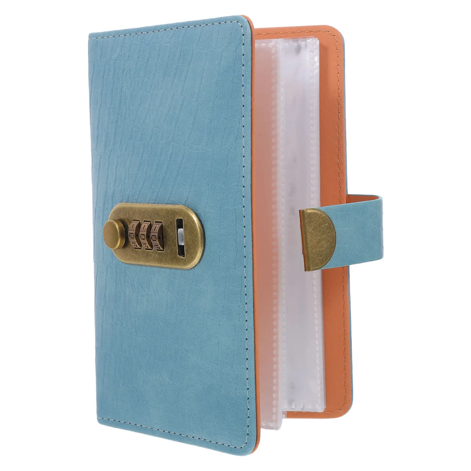 

Книга для хранения паролей с замком, маленькая, 6.88x4.32 дюйма, из ПУ-кожи, с твердой обложкой, блокнот с кодовым замком, безопасный органайзер для паролей для офиса и дома