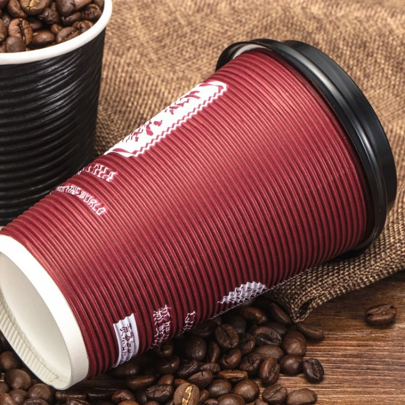 custom.Custom Printed 8oz Double Wall Paper Cups Hot Drinks Embossed Coffee Cups