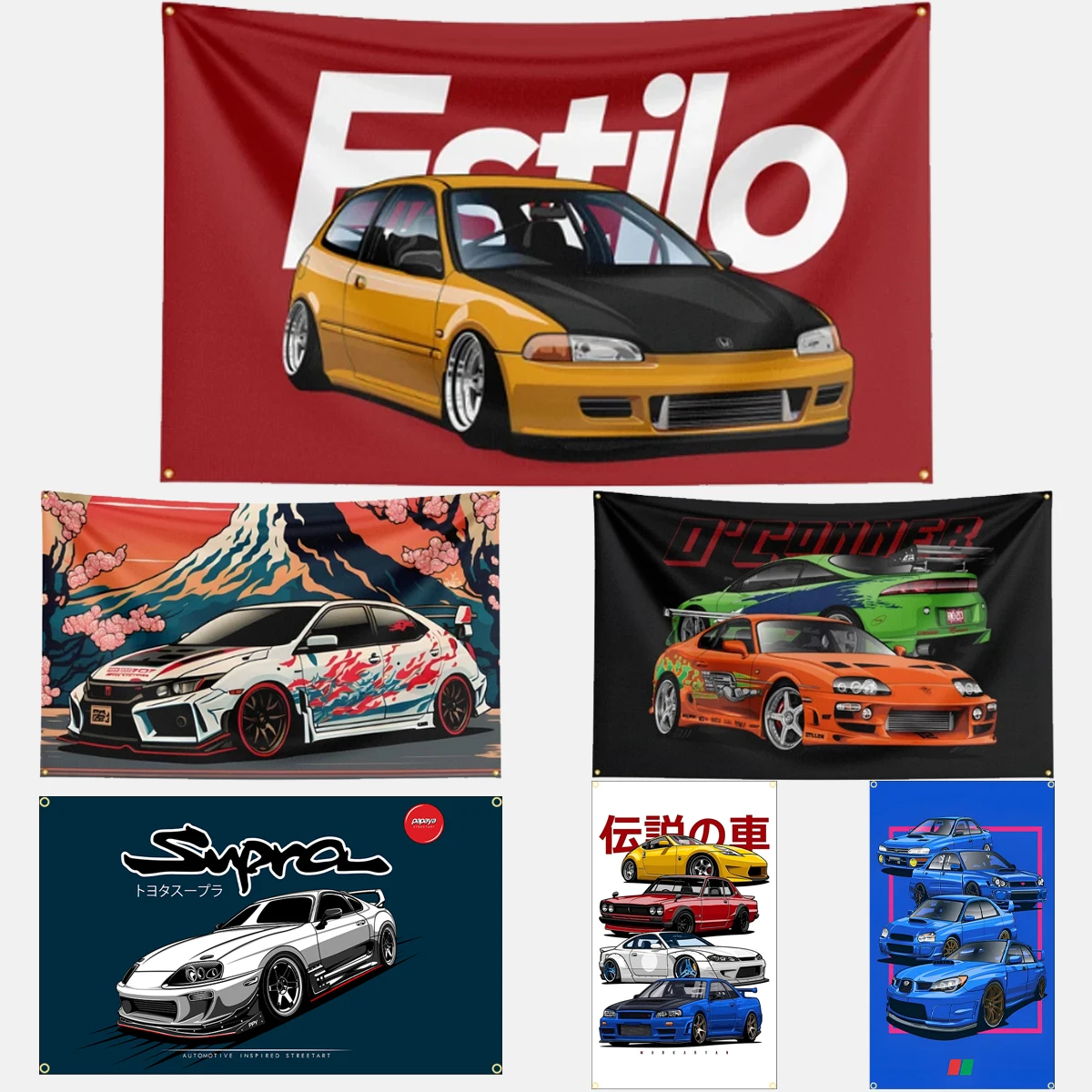 90 x 150 cm, 3 x 5 Fuß, JDM-Auto-Flagge, Polyester, bedruckt, Rennbanner, Garage oder Outdoor zur Dekoration – Detail 3