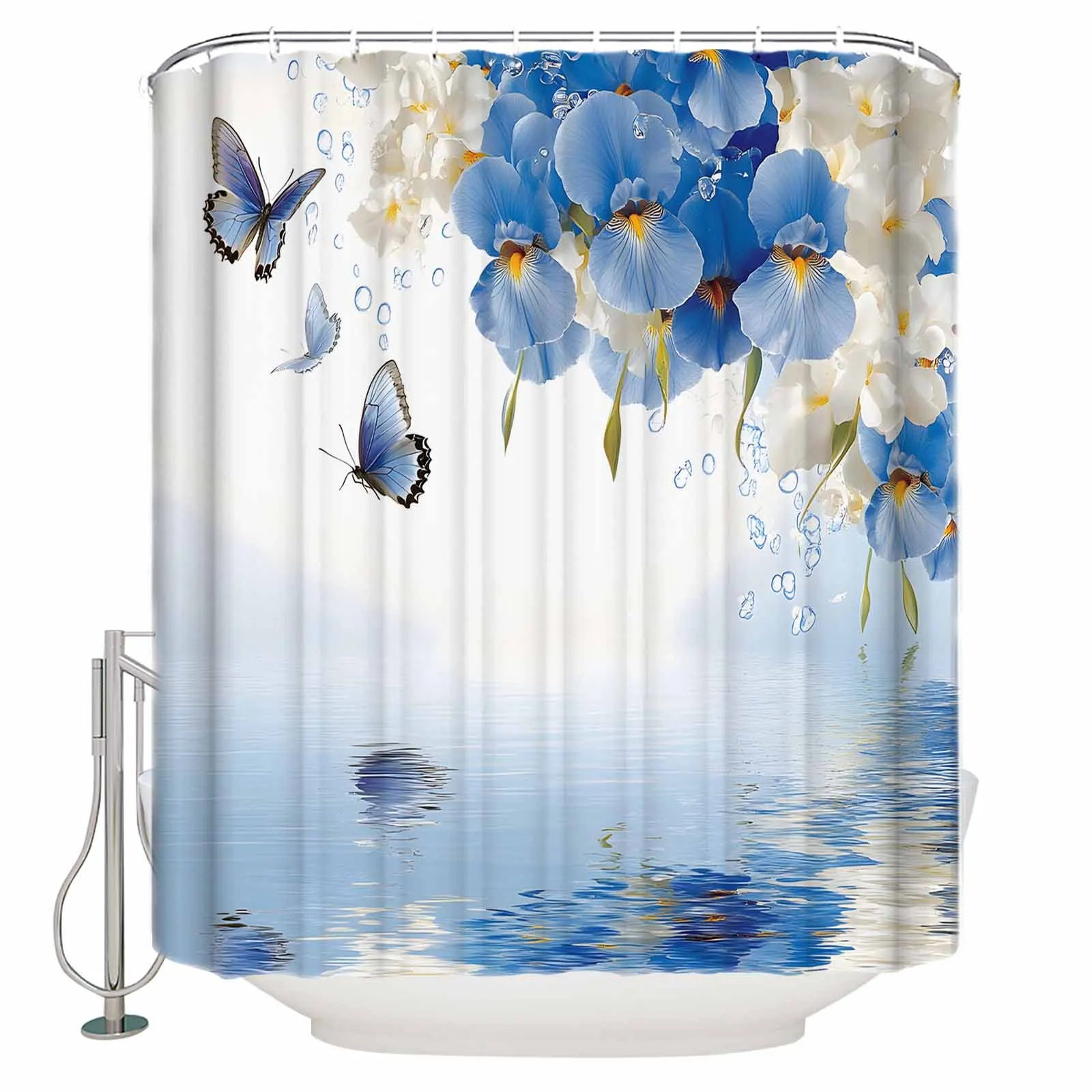 

Modern Butterfly Clear Lake Reflection Shower Curtains Waterproof Bath Curtains Home Decor Modern Luxury Bathroom Curtain