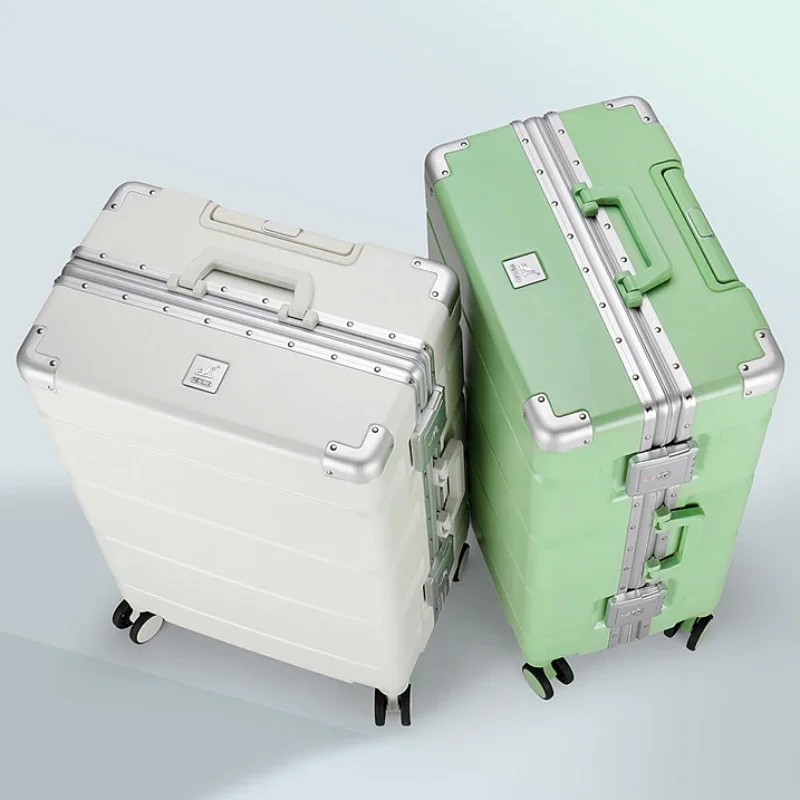 Solid Color Suitcase Aluminum Frame Large Capacity Travel High-quality Trolley Case Student Password Suitcase 20 Inches Luggage