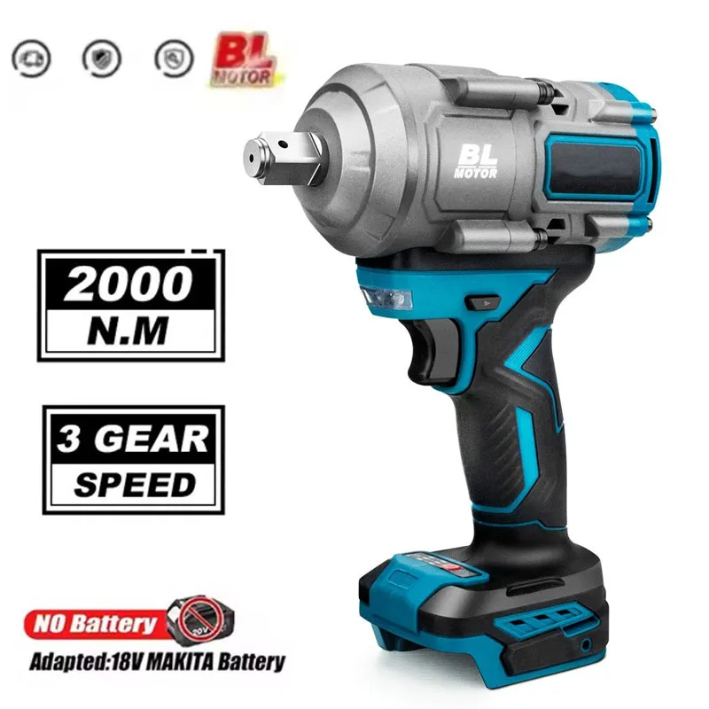 2000N.M Torque Brushless Electric Impact Wrench 1/2 Inch Screwdriver Cordless Wrench Power Tools for Makita 18V Battery