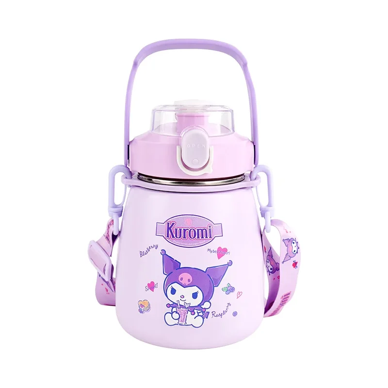 MINISO Anime Kawaii Kinderen Pochacco Thermos Cup Vrouwen Leuke Grote Capaciteit Stro Waterfles Kuromi Zoete Cadeaus voor Meisjes