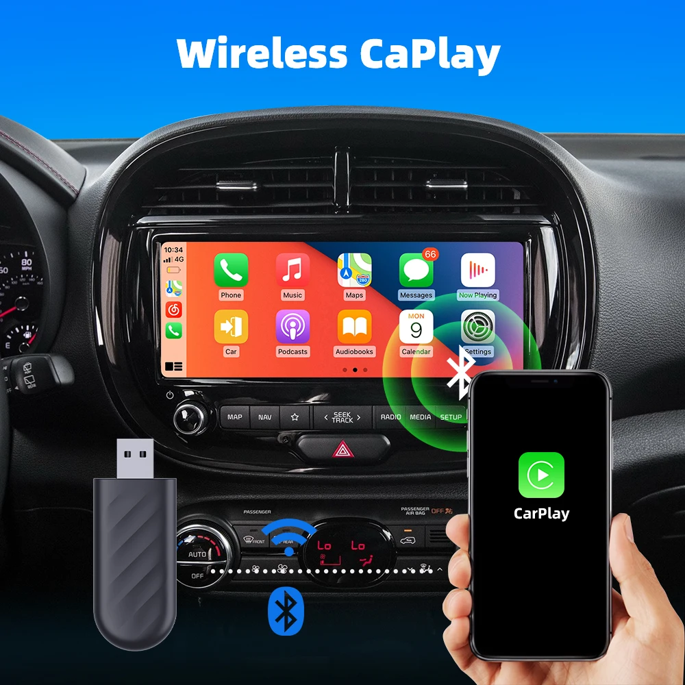 2in1 Wired to Wireless CarPlay Ai Box Android Auto Adapter Universal Smart Mini Box WiFi Fast Connect With USB Plug and Play